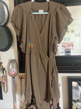 Parker Brown Silk Wrap Dress